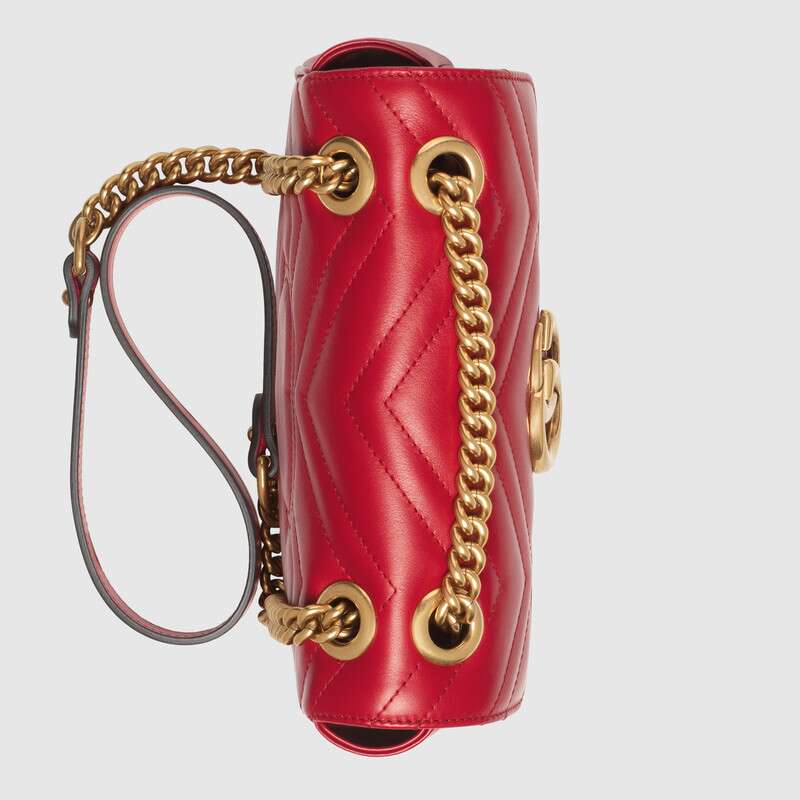 Gucci GG Marmont Matelasse Mini Shoulder Bag 446744 Red